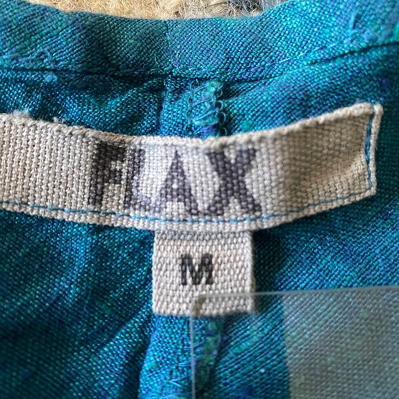 FLAX linen wrap front top blue green medium - Picture 2 of 5